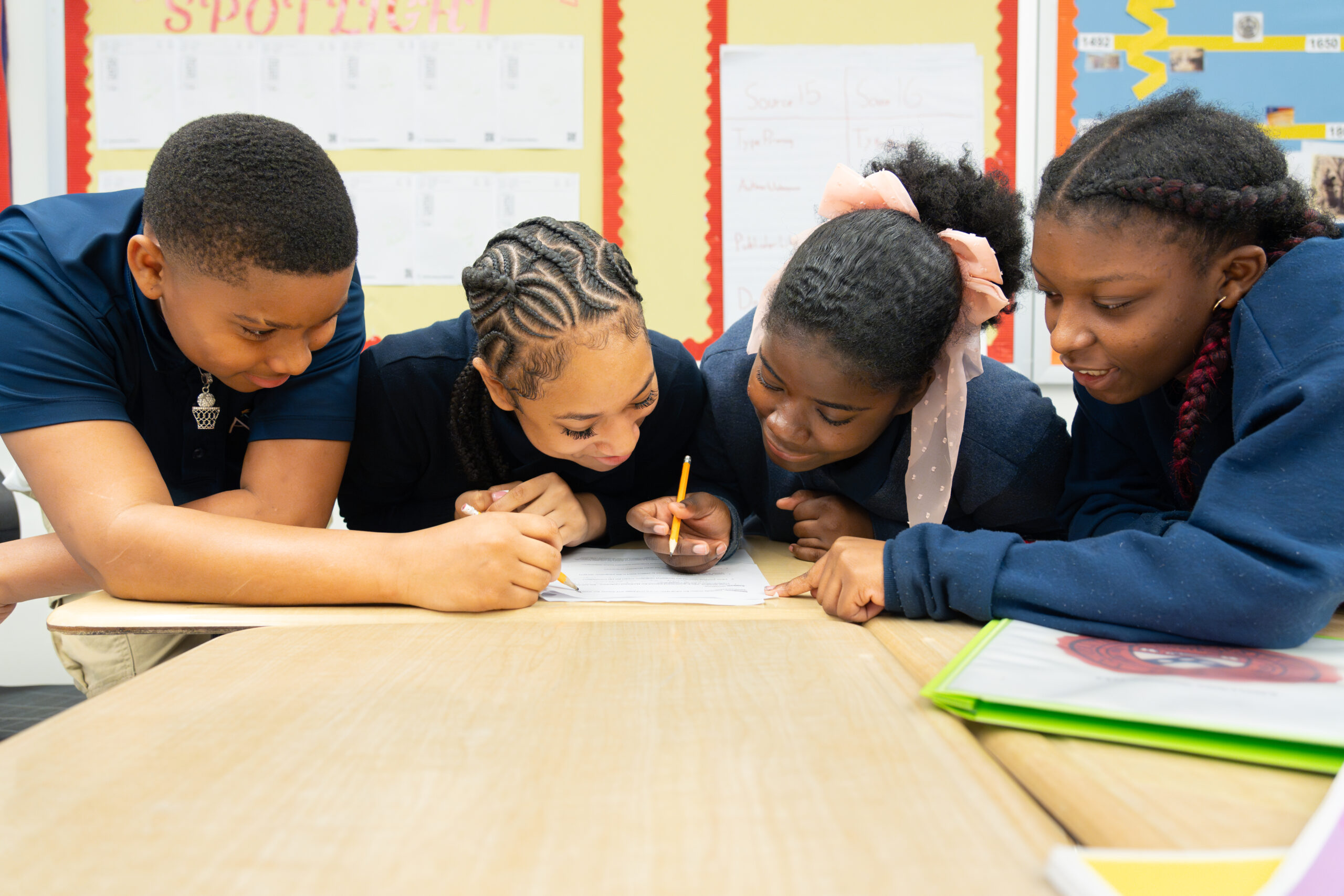 MS 4 Students working smiling